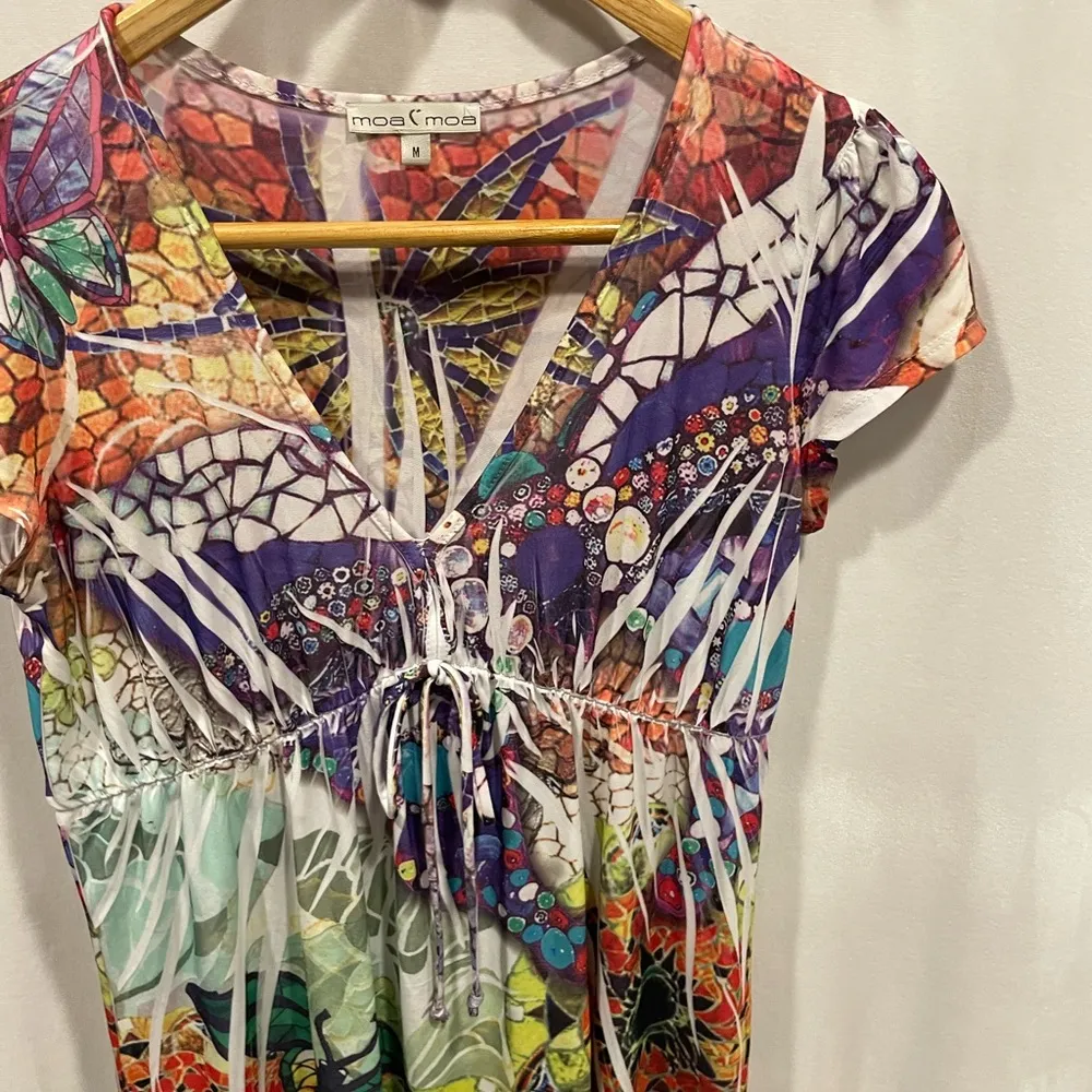 Moa Moa Y2K style babydoll cap sleeve festival dress stretchy kaleidoscope - Image 5