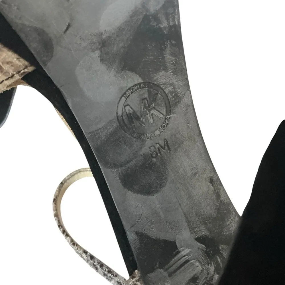 Michael Kors pump heels women’s black suede glazed Python Sophia T-strap size 8 - Image 6