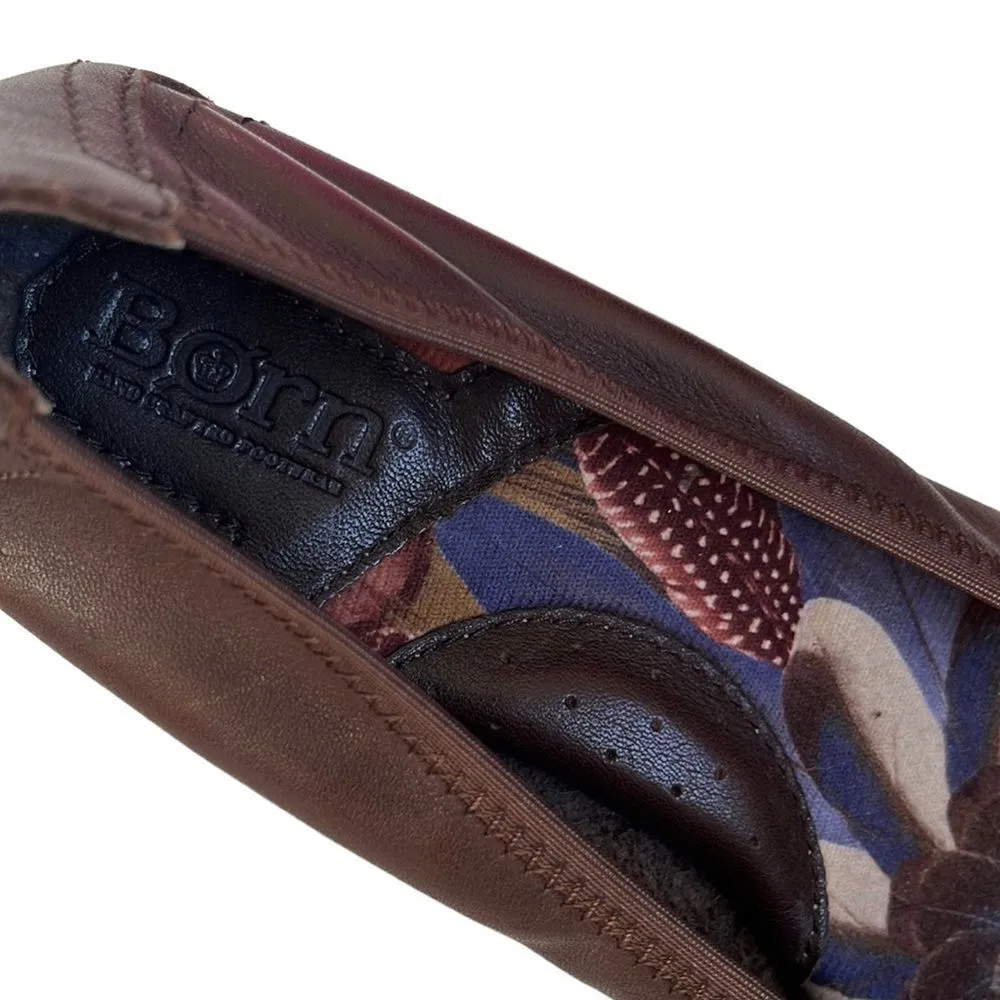 Like New Born Leather Flats Brown Size 7 - Image 4