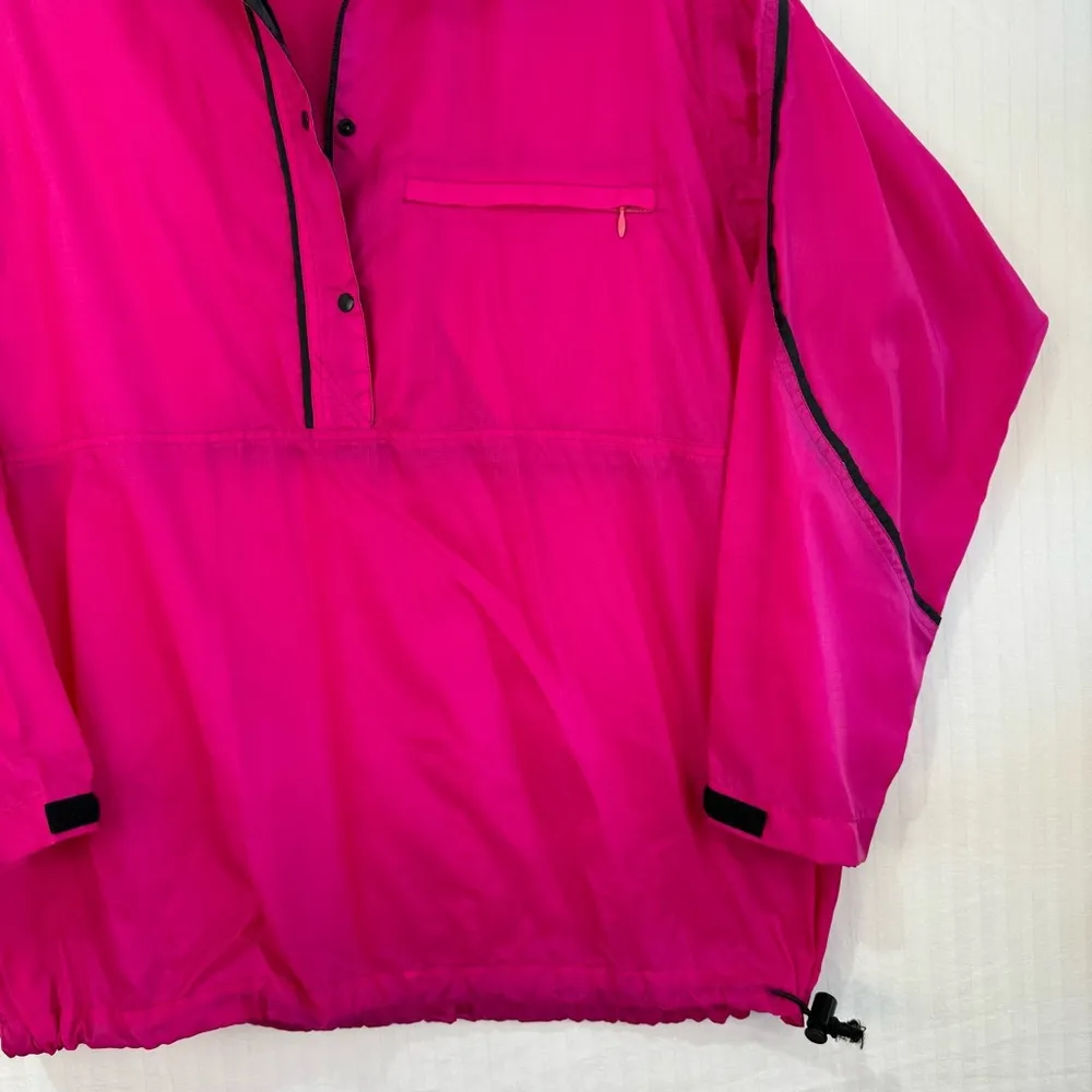 Pacer Vintage Nylon Neon Pink Windbreaker Pullover Jacket Women’s Medium Anorak - Image 2