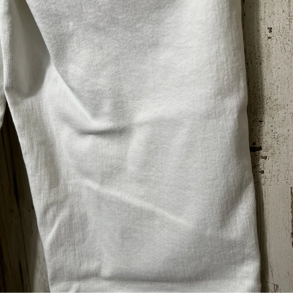 MOTHER Denim The Patch Pocket Private Ankle Fray White Straight Jeans Womens 28 White - Image 6