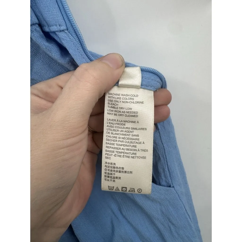 Free People Pleated Wide‎ Leg Flowy Pants Women 8 Blue Preppy Feminine High Rise - Image 4