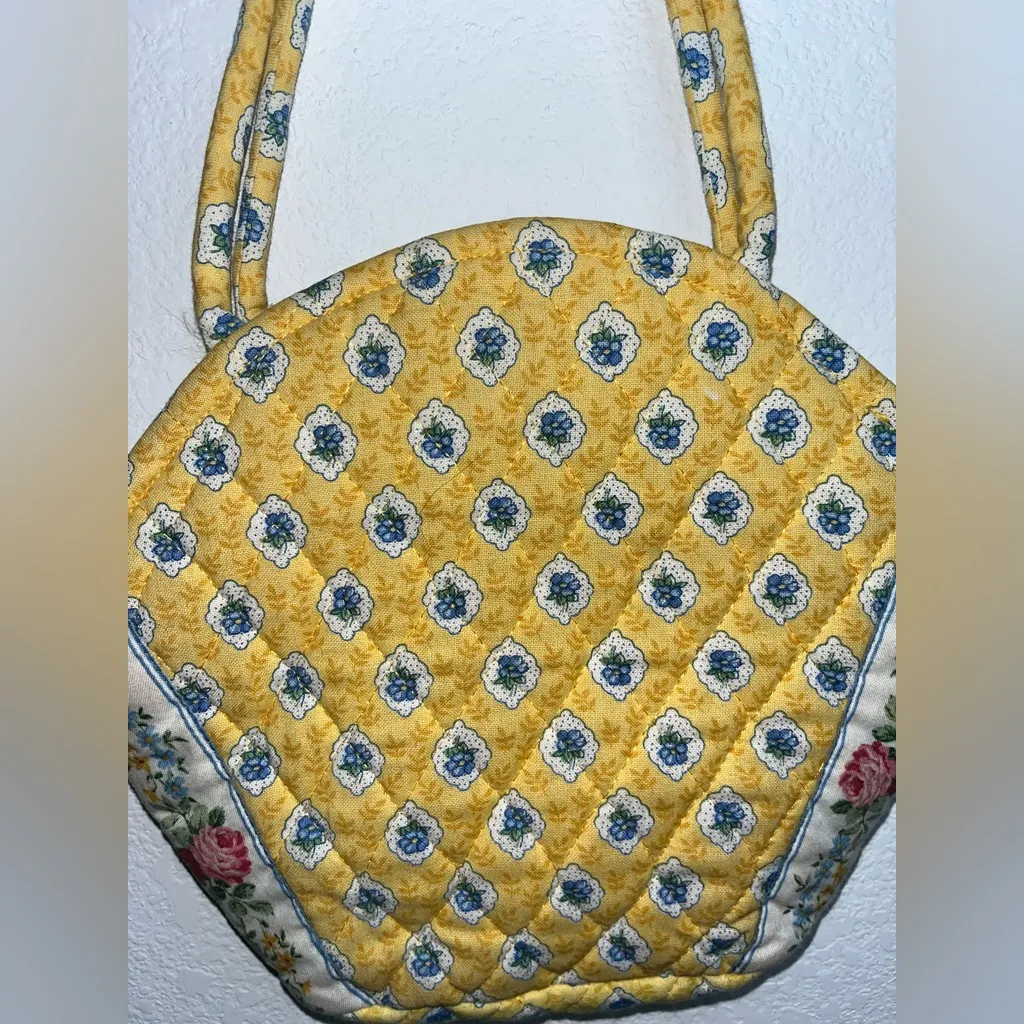 Vera Bradley Y2K Retired Elizabeth Style Quilted Emily Small Tote Yellow Rosette - Image 9
