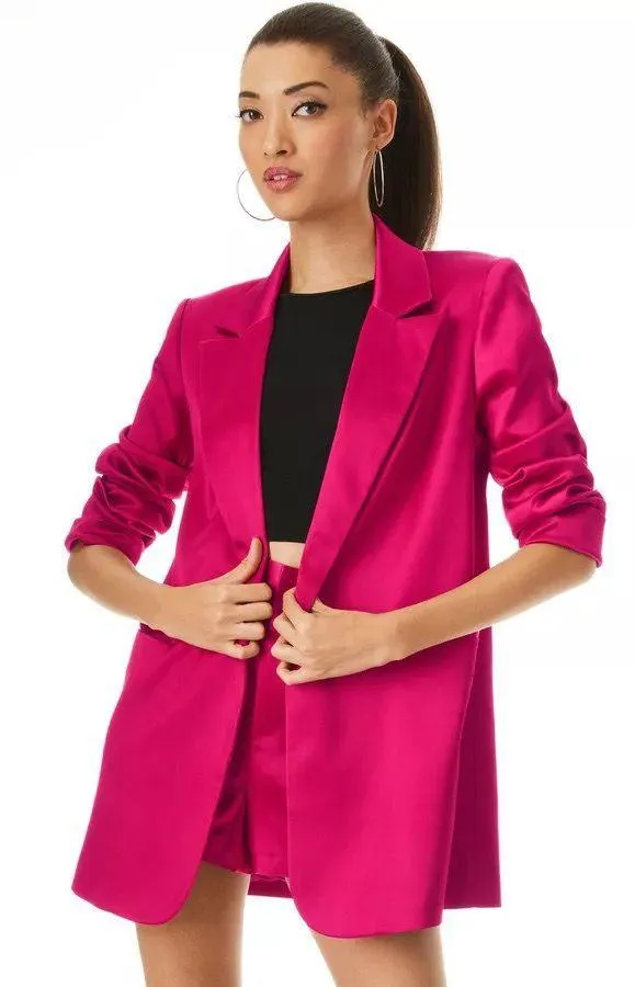 Alice and Olivia Denny Notch Blazer in Raspberry sample piece - Image 3