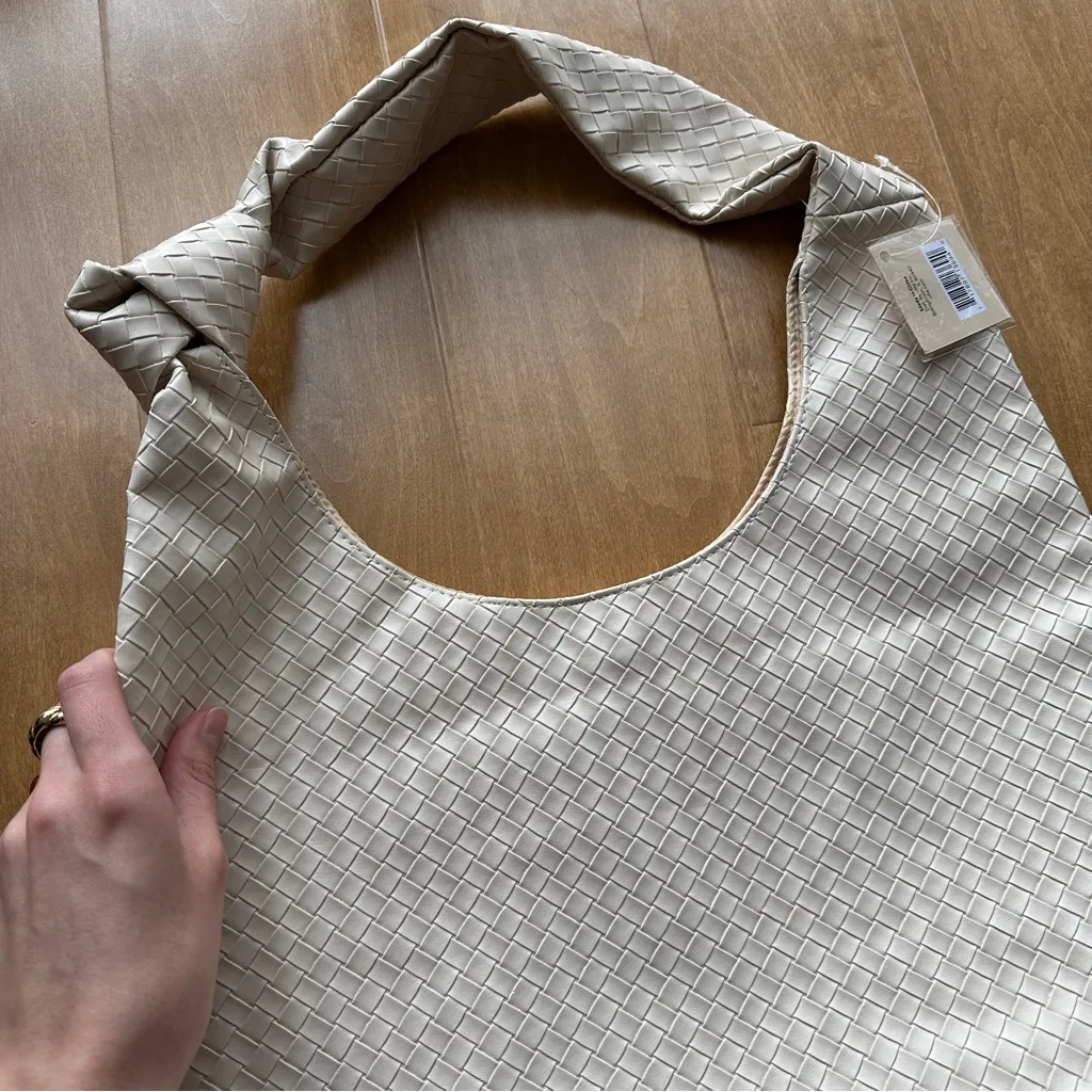 Ulta Beauty Cream Woven Faux Leather Shoulder Bag - Image 6