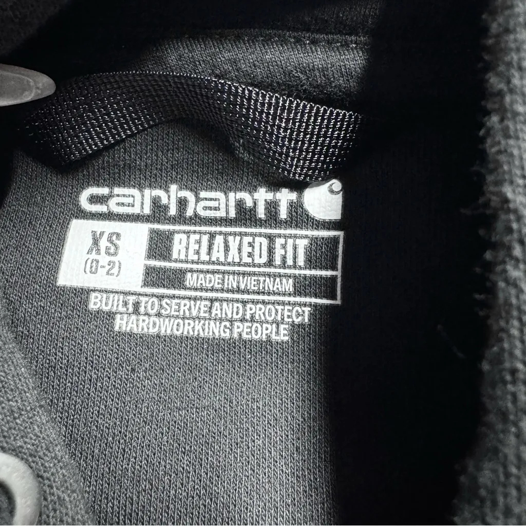 Carhartt Womens Relaxed Fit Midweight Logo Sleeve Graphic Hoodie Black - XS - Image 4
