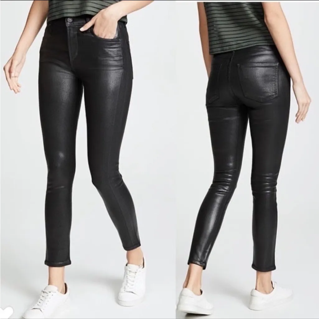 Citizens of Humanity Rocket High Rise Skinny Coated Faux Leather Look 28 Black - Image 3