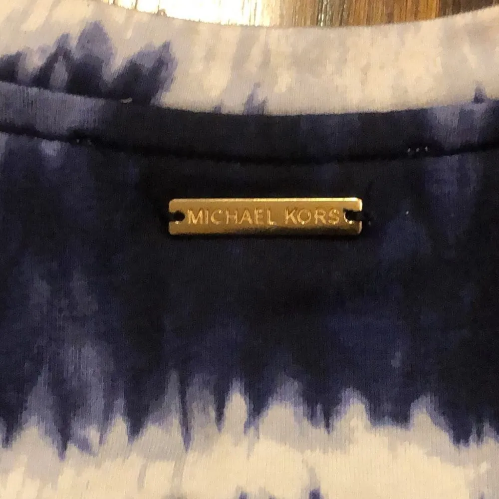 MICHAEL KORS Women’s Navy White Tie Dye Pullover Long Sleeve Crewneck Top Sz MD - Image 12