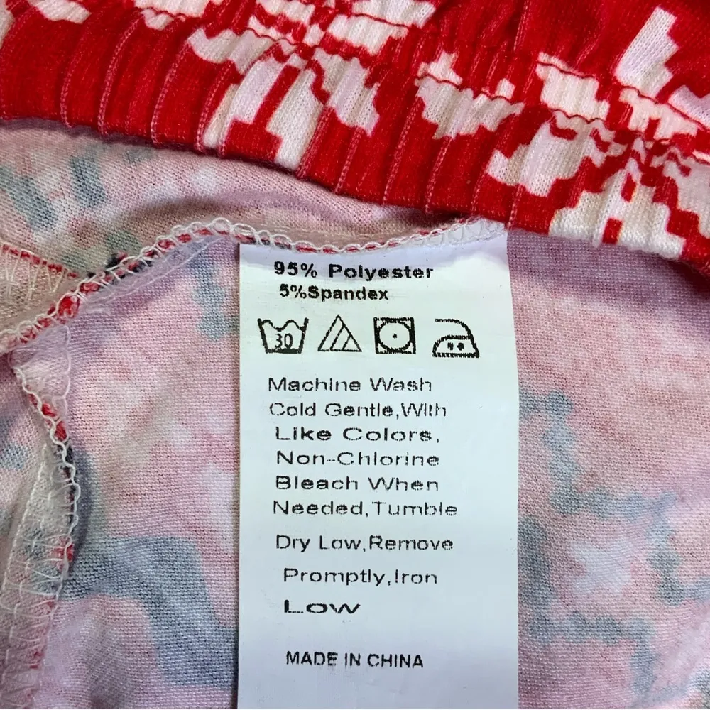 Christmas Crop Top Holiday Tee Blouse Shirt Long Sleeve Stretchy Red White 1XL - Image 9