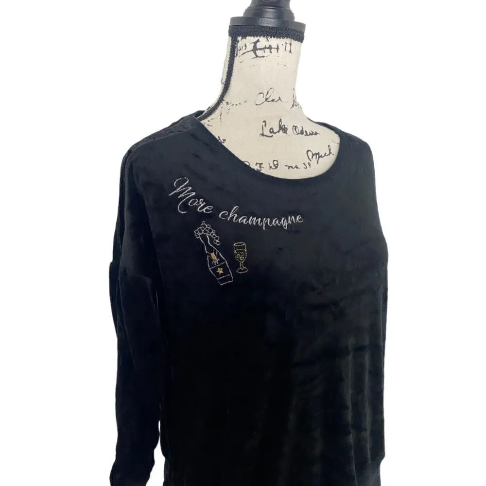 Betsey Johnson SZ S black crushed velvet New Years Eve Pajama / Lounge T… - Image 3