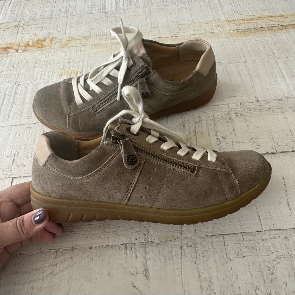 Hartjes XS‎ Casual Shoes UK size 4 US size 6.5 Tan Beige Suede Side Zip Sneakers - Image 15