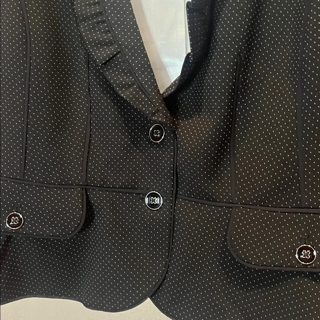 White House Black Market Women’s Dotted Blazer Ruffle collar 3/4 Sleeves Size 12 - Image 7