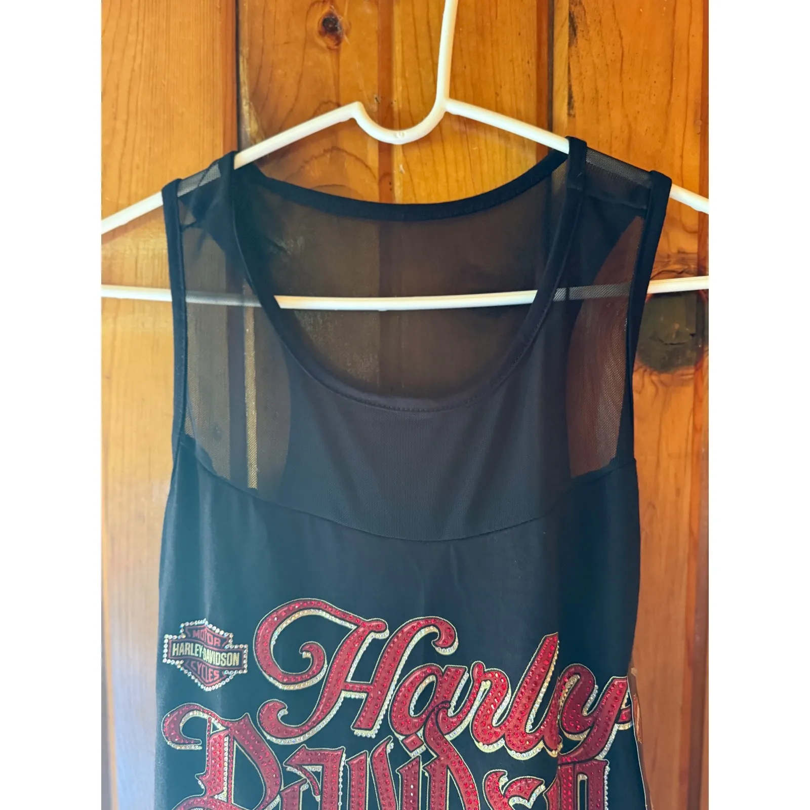 Harley Davidson‎ Tank Top Sheer Top Motorcycle Graphic Black Size XS - Image 3