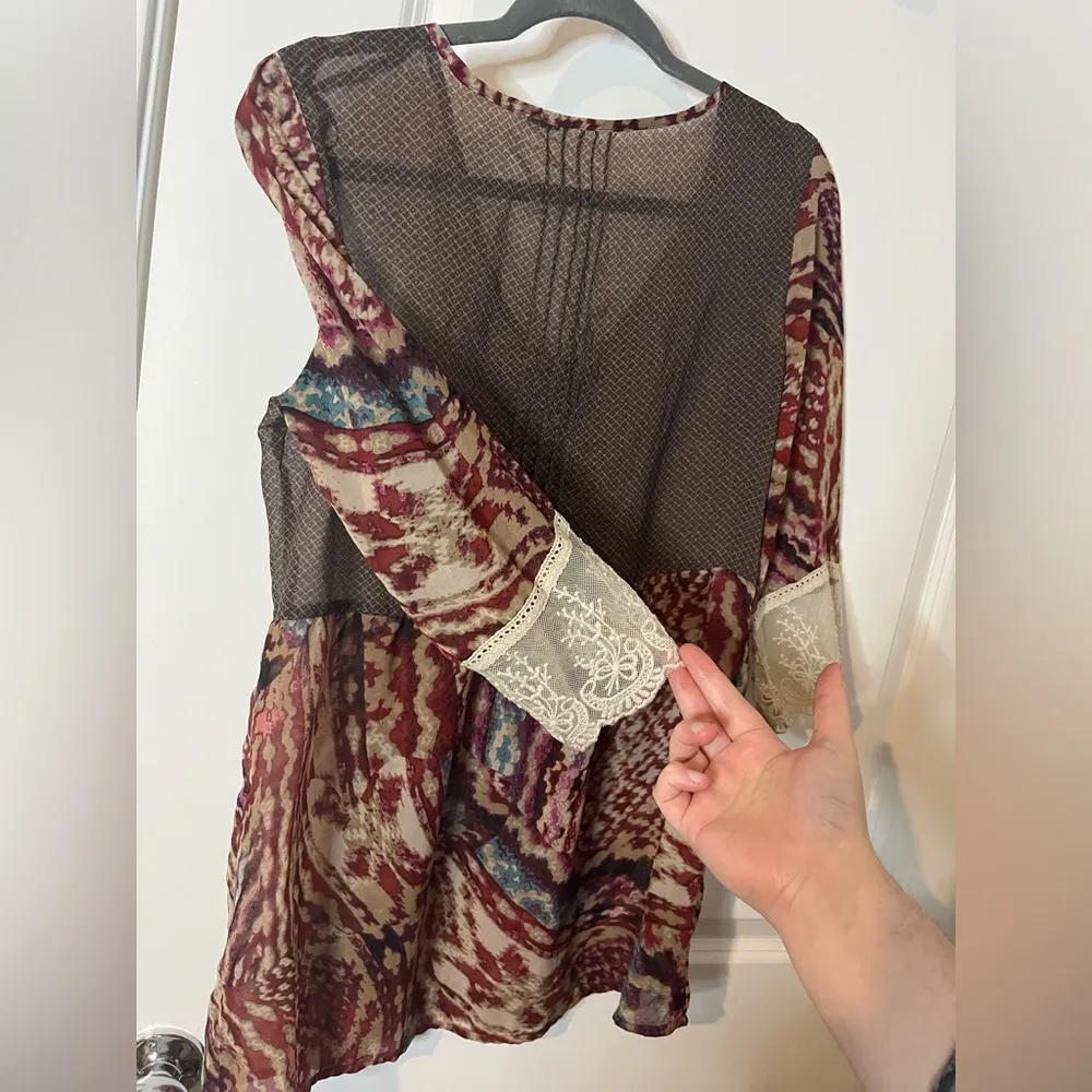 Buckle  BKE Boutique Small Printed Lace Blouse Casual Chiffon Multicolor Eclectic - Image 14