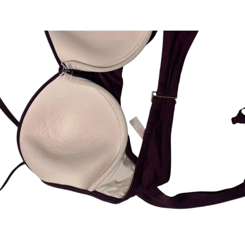 Victoria's Secret Maroon Wrap Padded Underwire Halter Bikini Top Women's 34D - Image 8