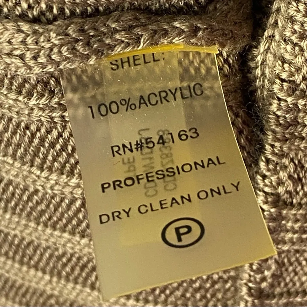 CALVIN KLEIN Taupe Batwing Ribbed Cowl Neck Sweater Dress, Size Small - Image 4