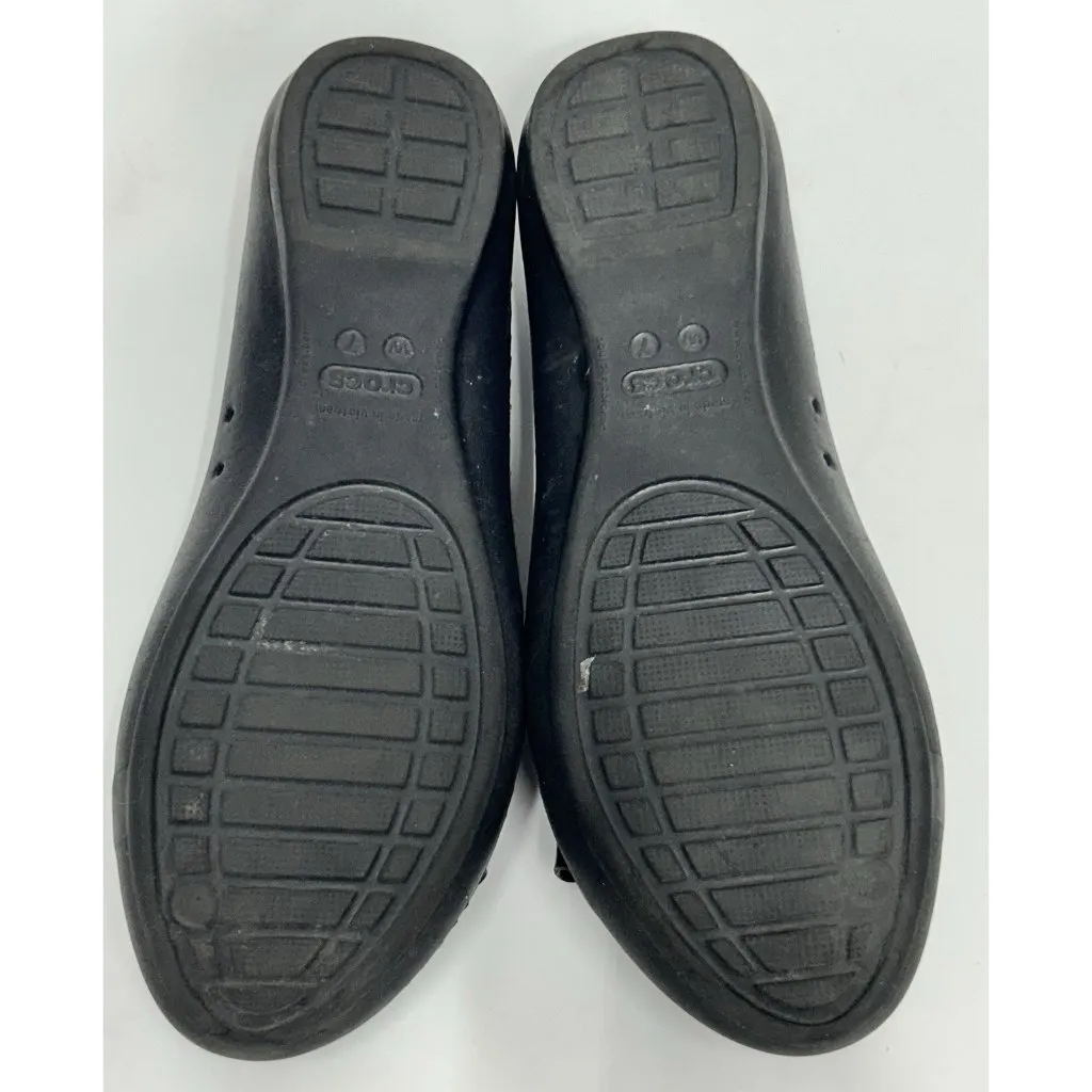 Crocs Gianna Bow Ballet Flats Women’s Size 7 Black Shoes Slip On Casual Comfort - Image 7