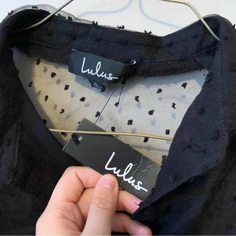 NWT Lulus Black Majorly Chic Organza Swiss Dot Sheer Top - Image 43