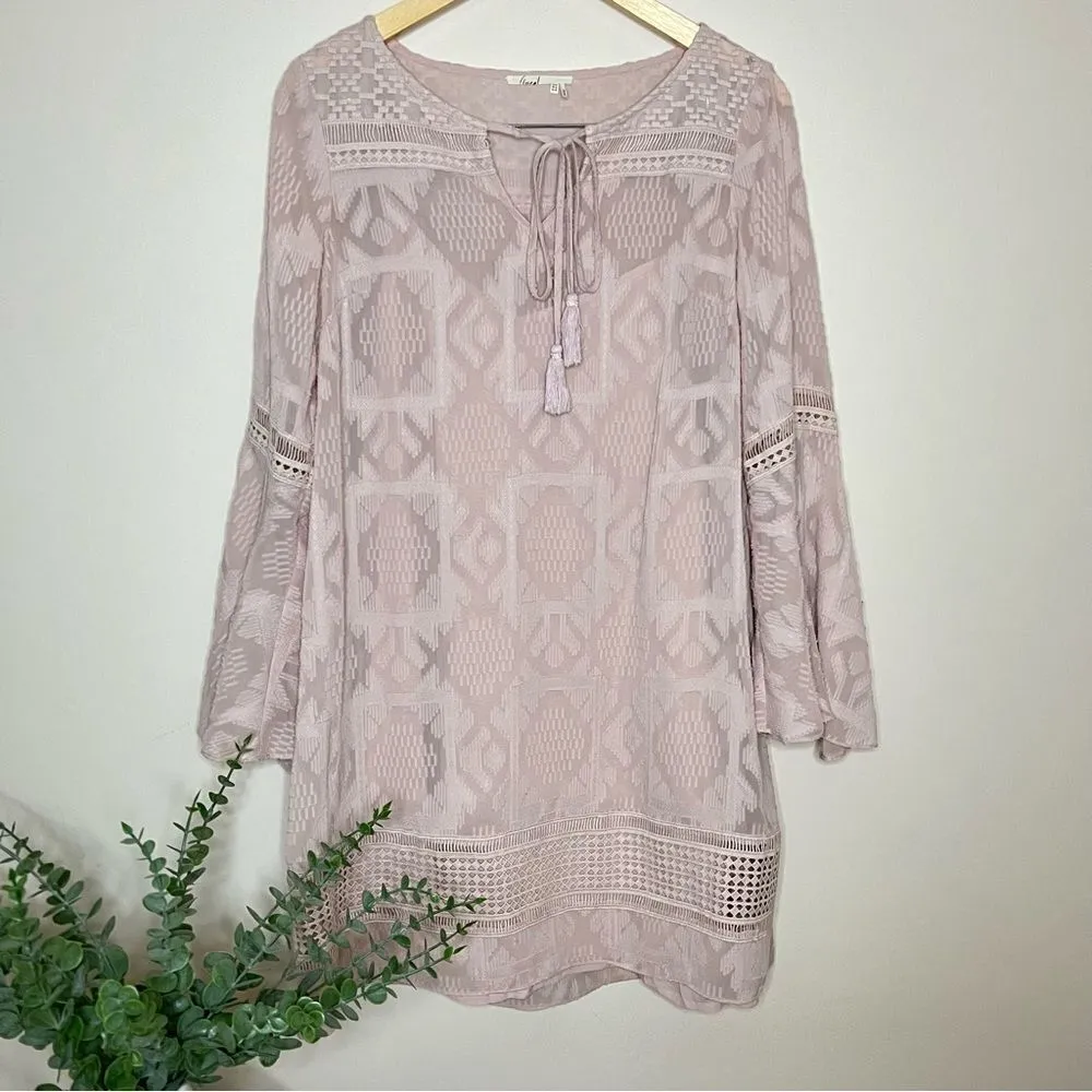 Anthropologie Women’s Floreat Esme‎ Tassel Tunic Dress Light Pink Lace Size 6 - Image 5