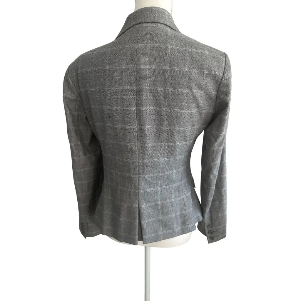 SAKS FIFTH AVENUE Light Gray Plaid Jacket Blazer Size 6 - Image 6