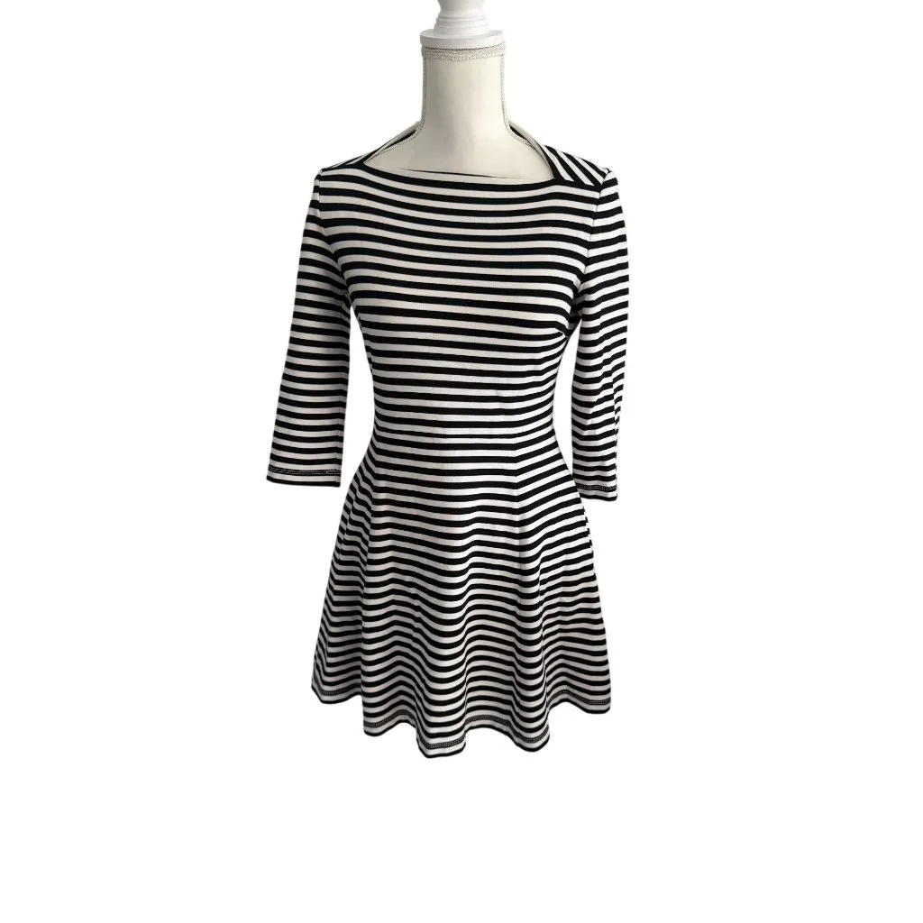 KATE SPADE Broome Street Black White 3/4 Sleeve Striped Dress Size Small - Image 4