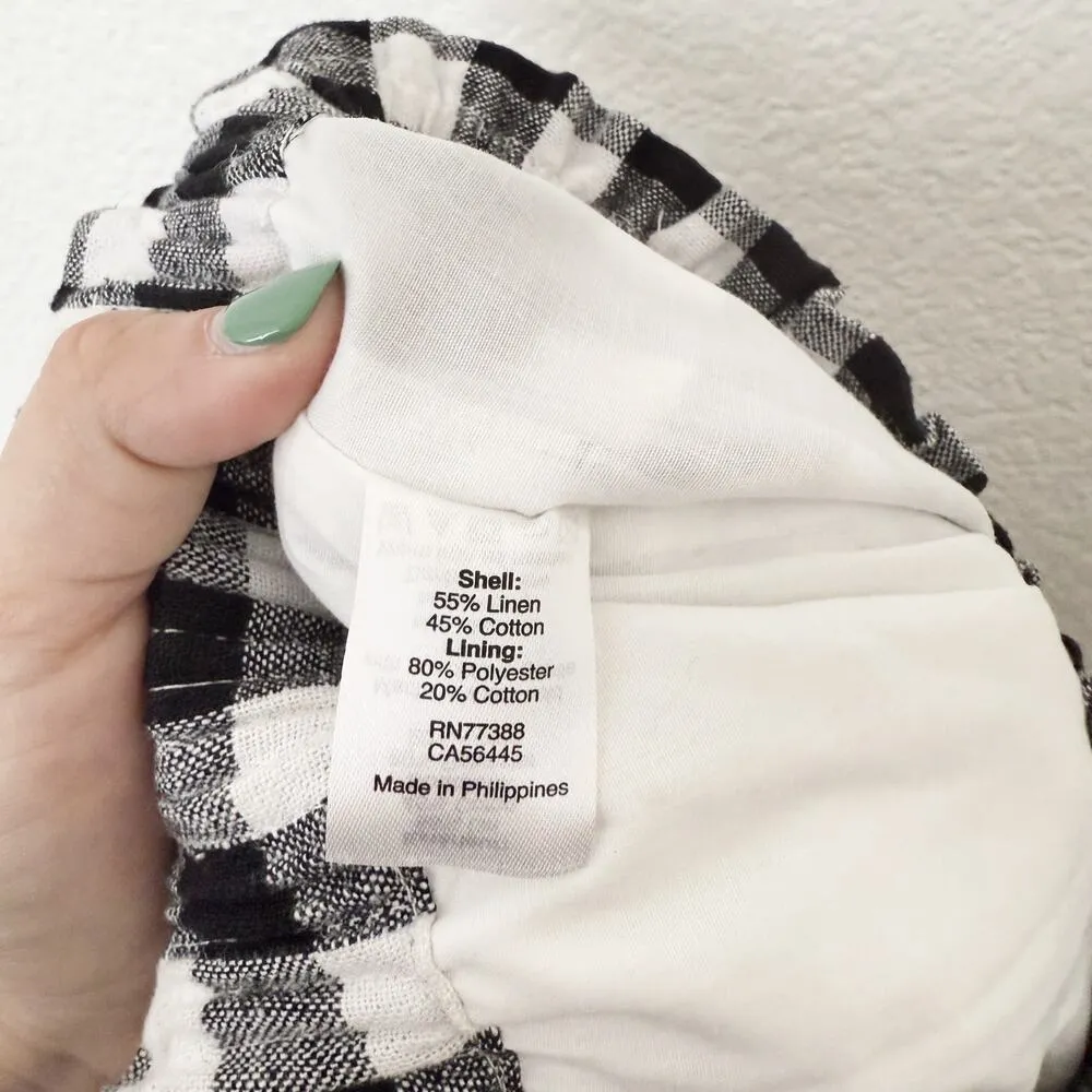 [J. Crew] Black White Gingham Plaid Scalloped Hem Linen Blend Mini Skirt Size 2 - Image 11