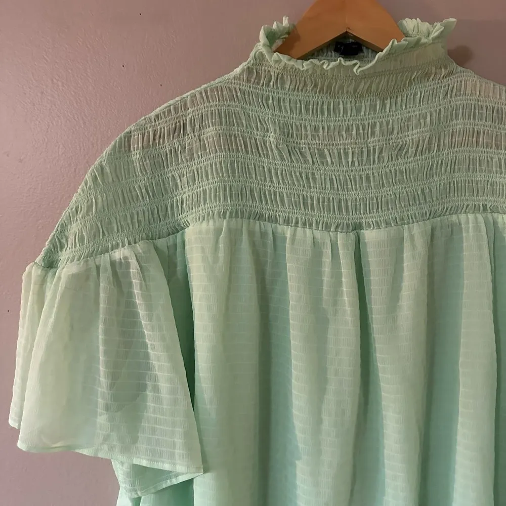 Ann Taylor Smocked Yoke Mock Neck Top Size XXL - Image 6