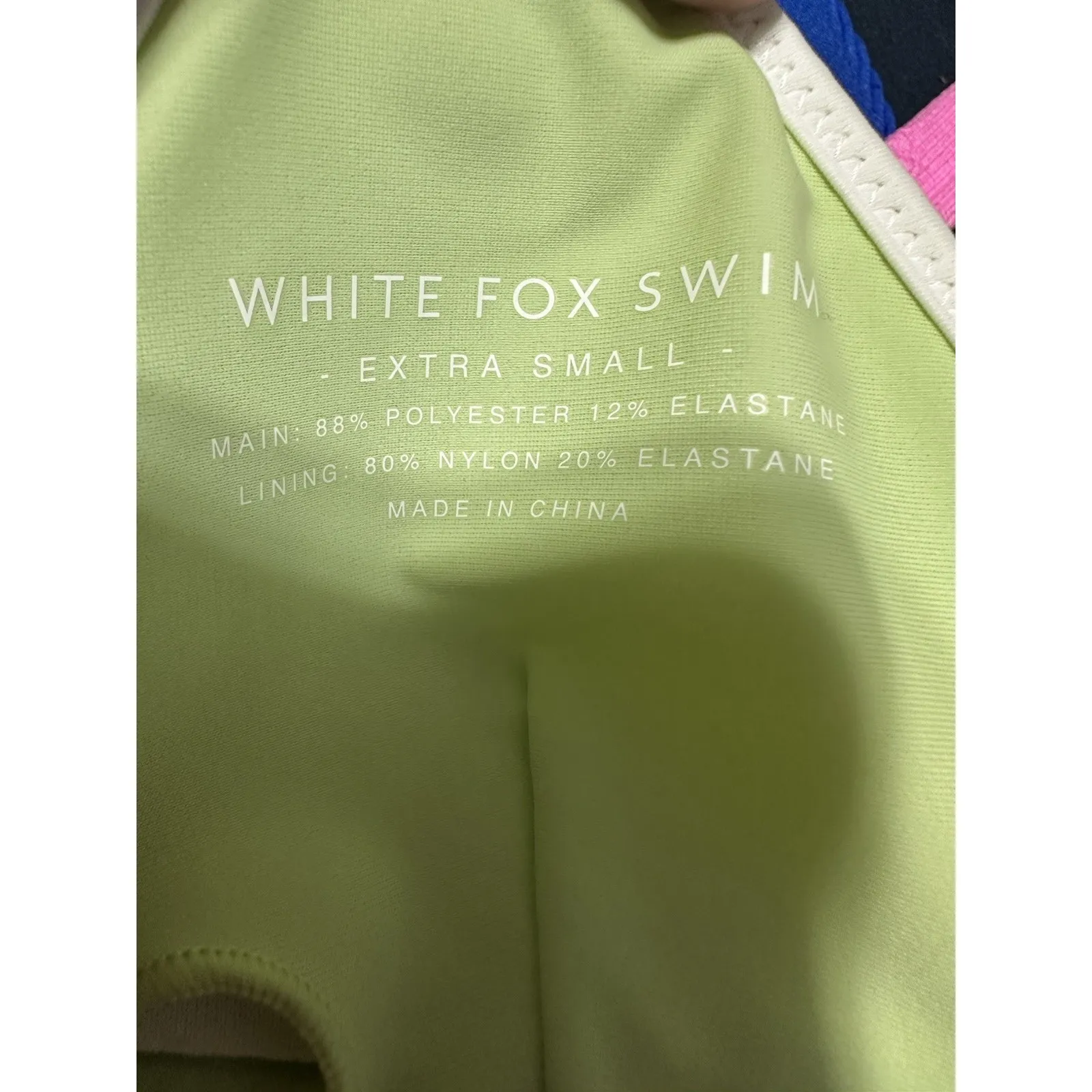 White Fox Swim Lime Ribbed Wavy Ring Triangle Bikini Top XS Neon Green NWOT - Image 5