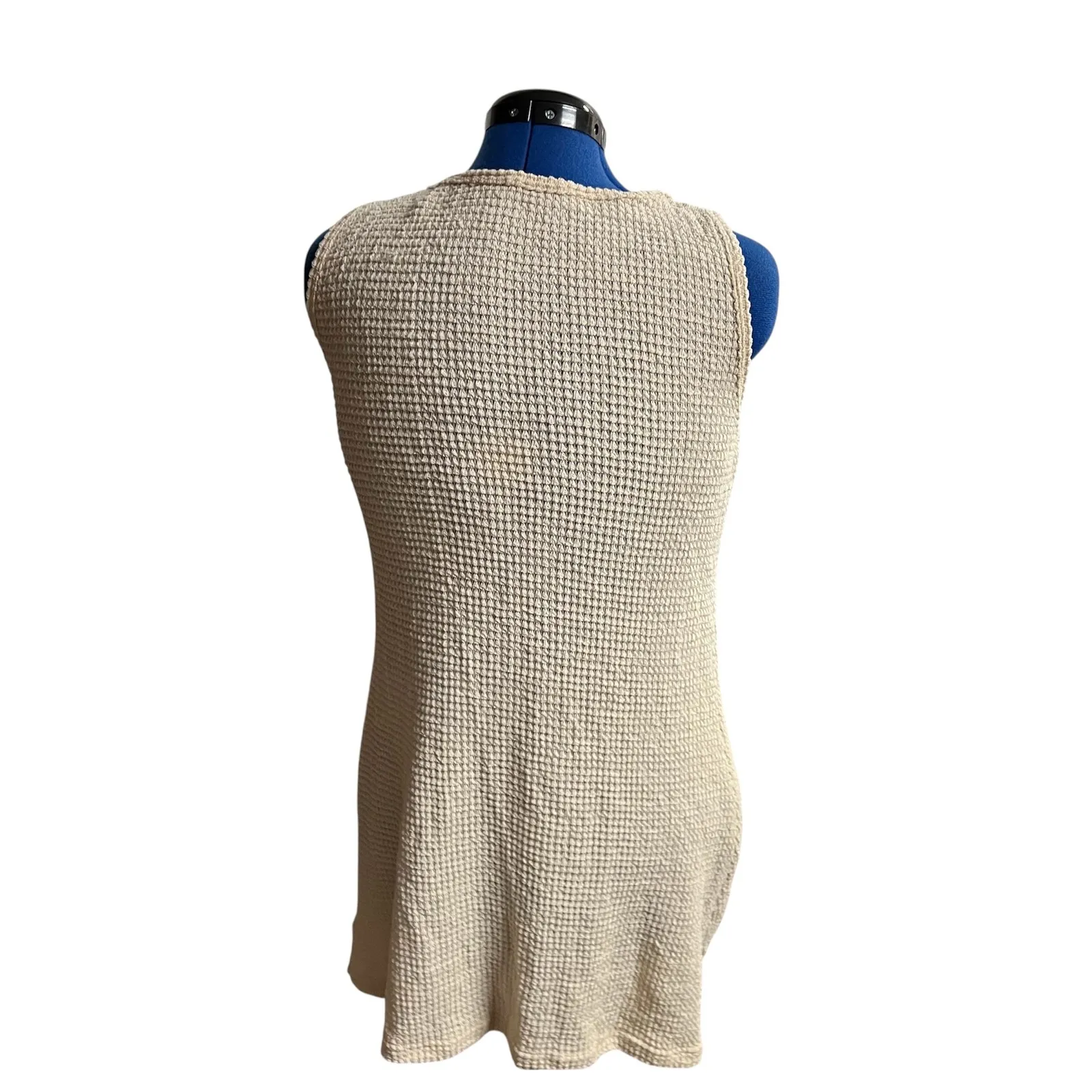 CUPSHE Women's Beige Beach Cover Up‎ Waffle Knit Hem Twist Size Medium - Image 3