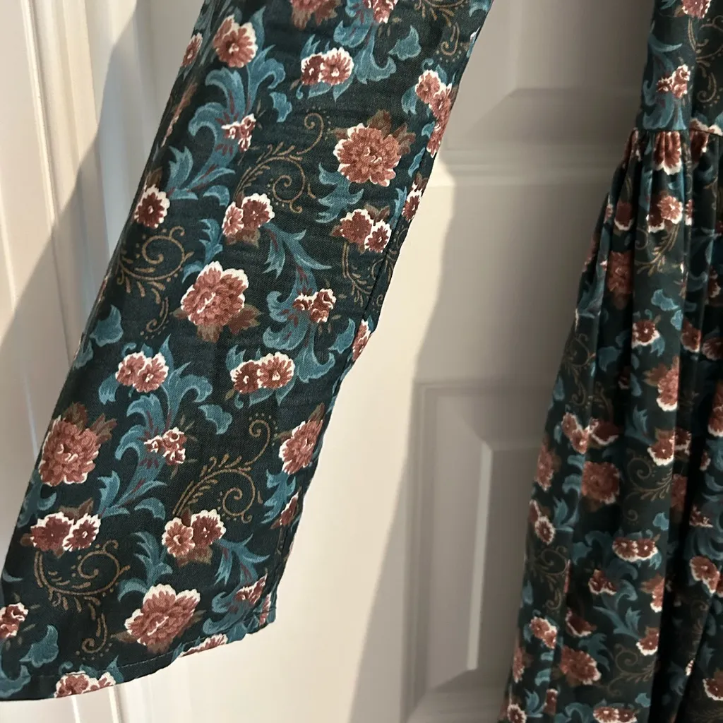 Gunne Sax Vintage Jessica McClintock Floral Prairie Dress Blue Green Size 7 - Image 9