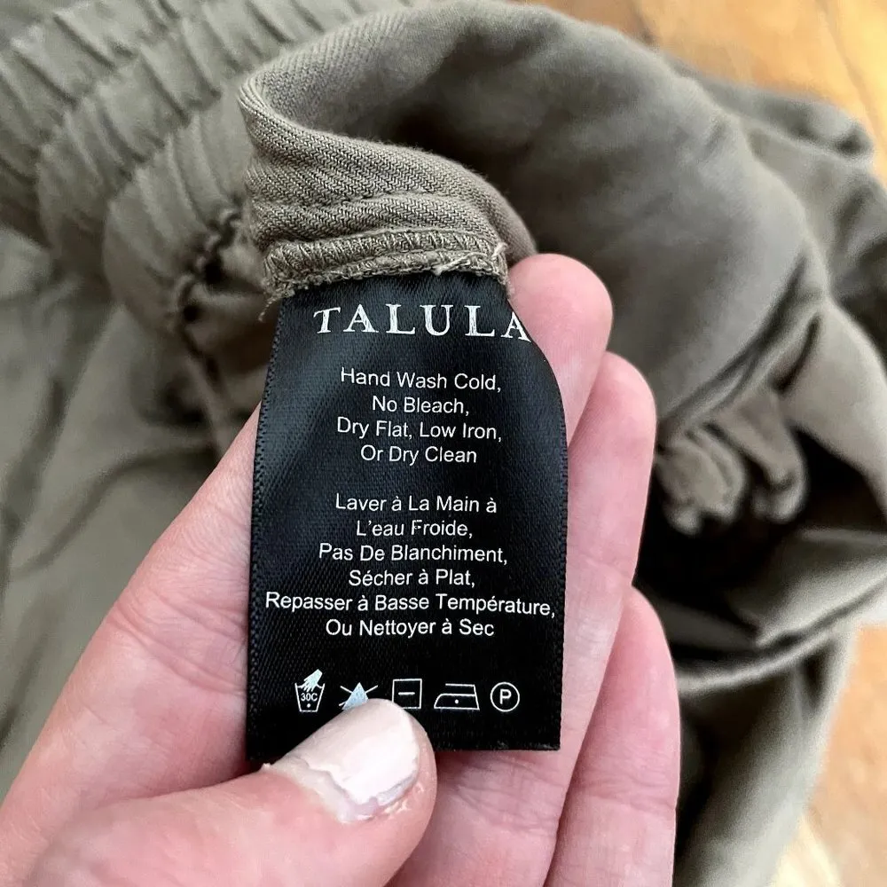 Talula olive green elastic waistband pockets casual pants sweatpants rayon - Image 4