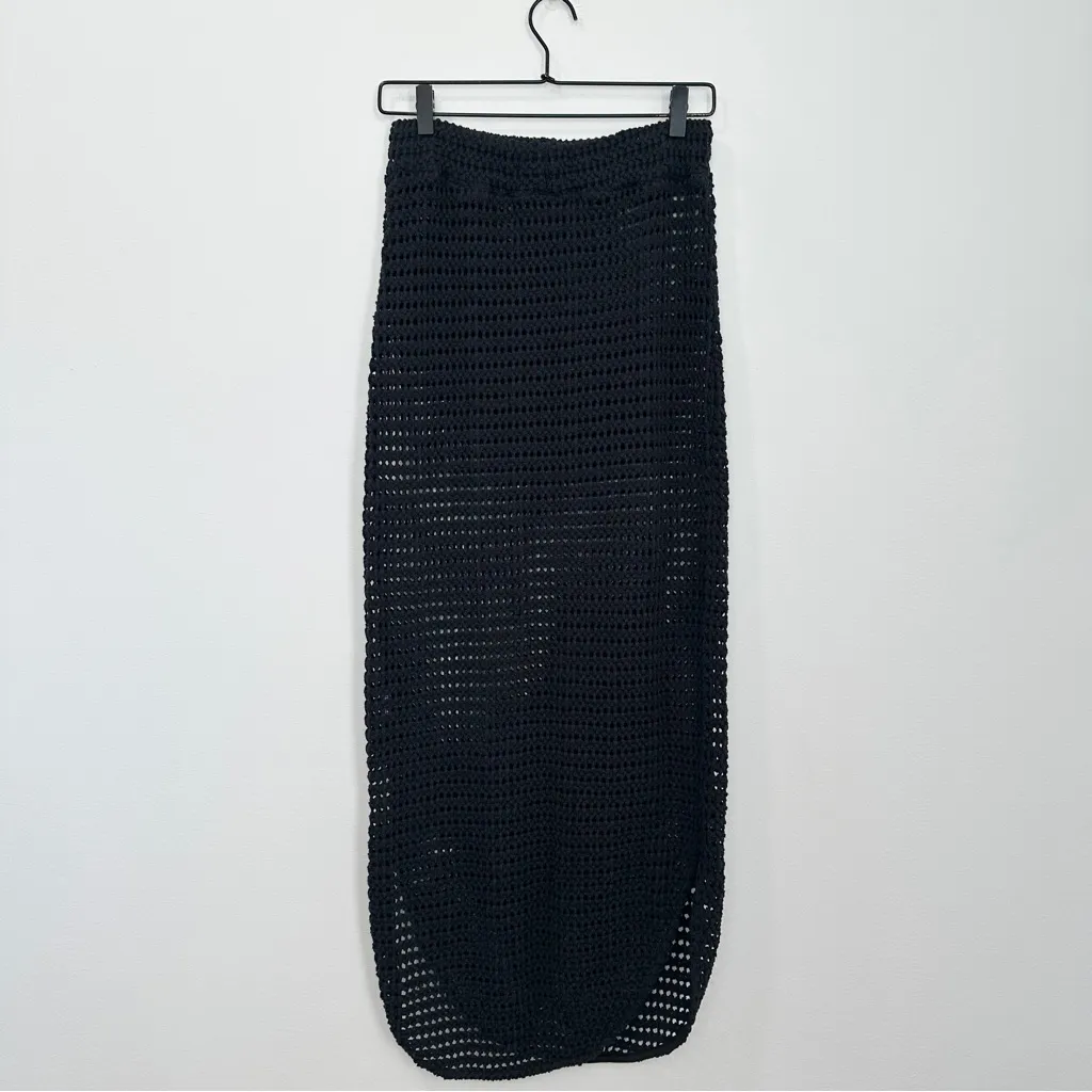 Rita Row Crochet Knit Set Leaf Top & Sprout Skirt Black size Small - Image 8