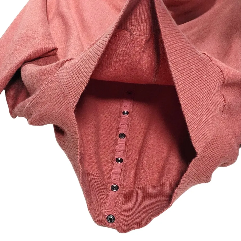 All Saints Elgar Cowl Neck Snap Button Back Rib Trim Sweater in Rustic Orange - Image 8