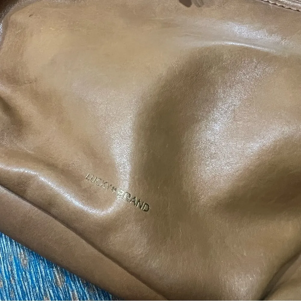 Lucky Brand Brown Leather Hobo Bucket Bag Carmel tan brown - Image 4