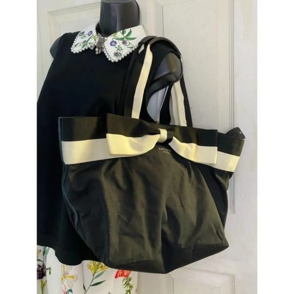 kate spade shopping large cream black nylon tote - Image 6