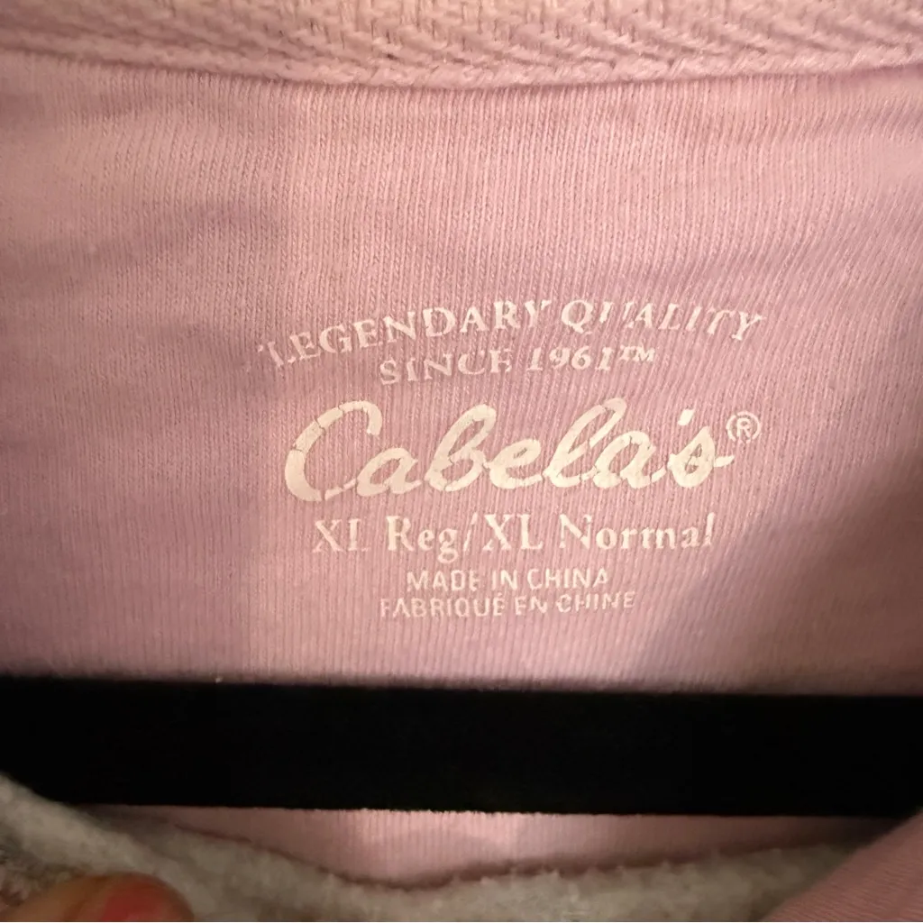 Cabela's Gray and Pink Women's Hoodie XL Embroidered - Image 3
