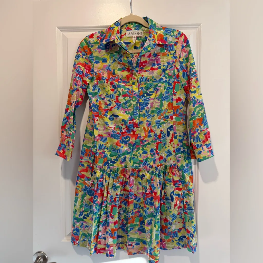 Saloni Summer Confetti Tilly Shirtdress Size 0 - Image 3