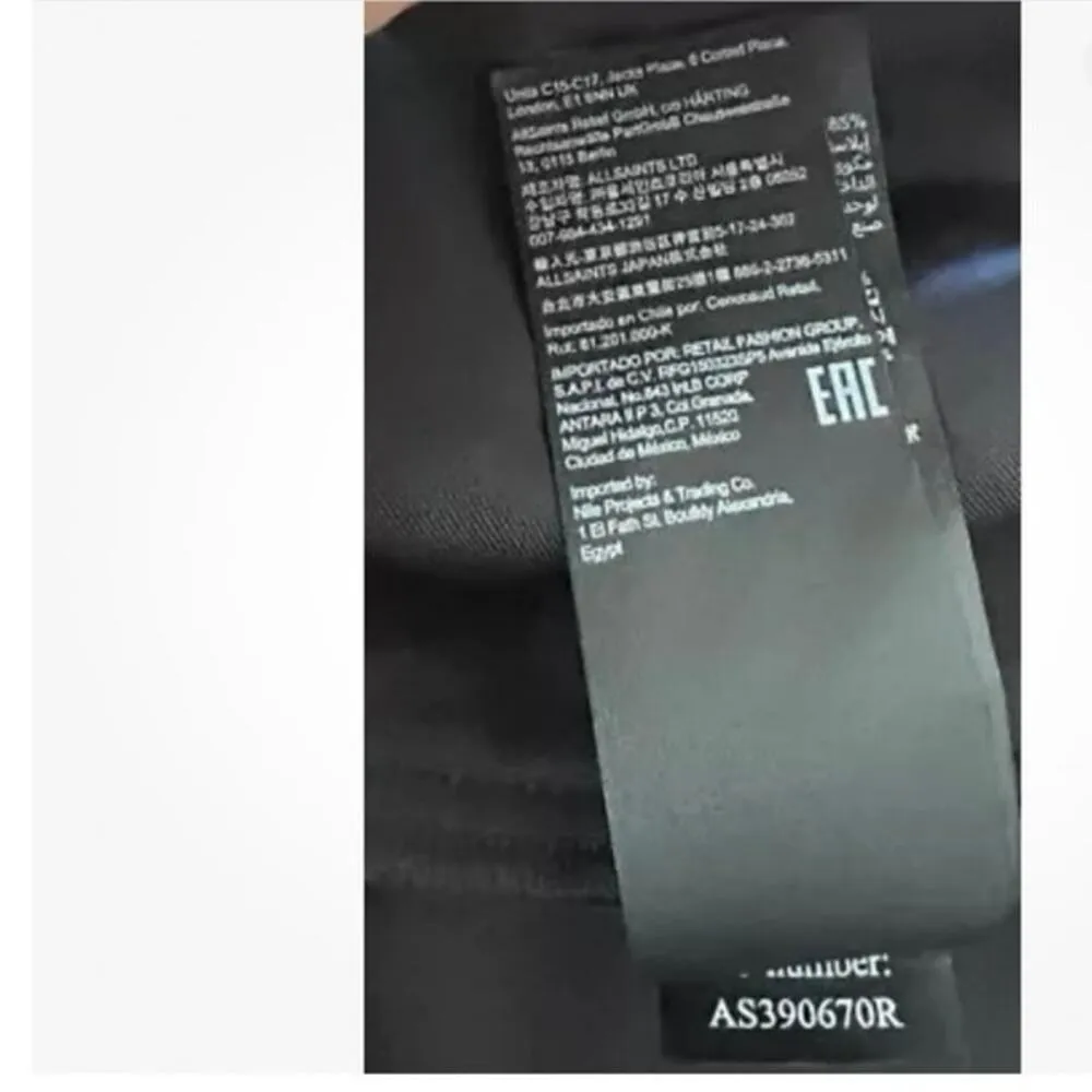 AllSaints Tyler Wide Leg Velvet Trousers Pants In Black Size US 6, A50 - Image 8