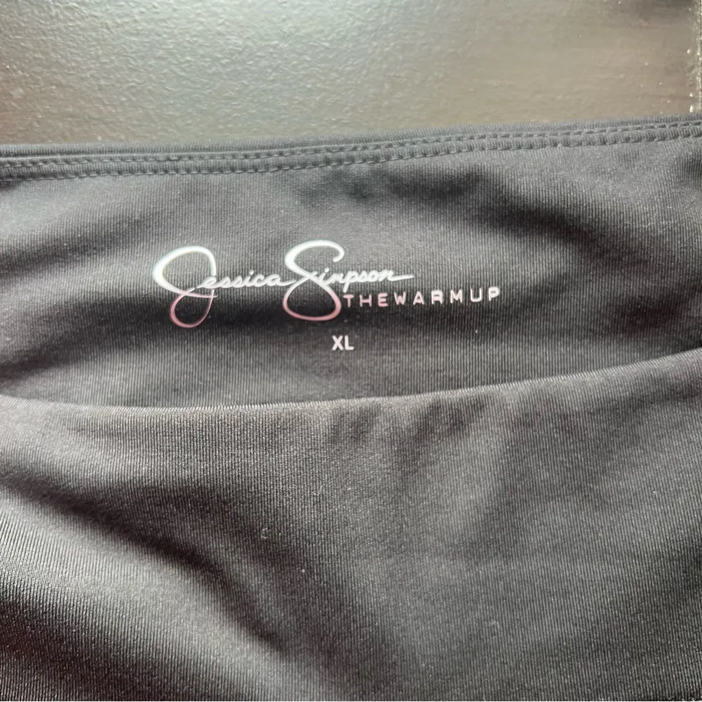 Jessica Simpson The Warm Up Black Star Leggings Size XL NWT - Image 6