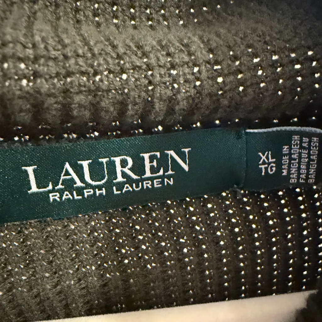 Women's Lauren Ralph Lauren Waffle Knit Cowl Neck Sweater Top Forest Green Sz XL - Image 4