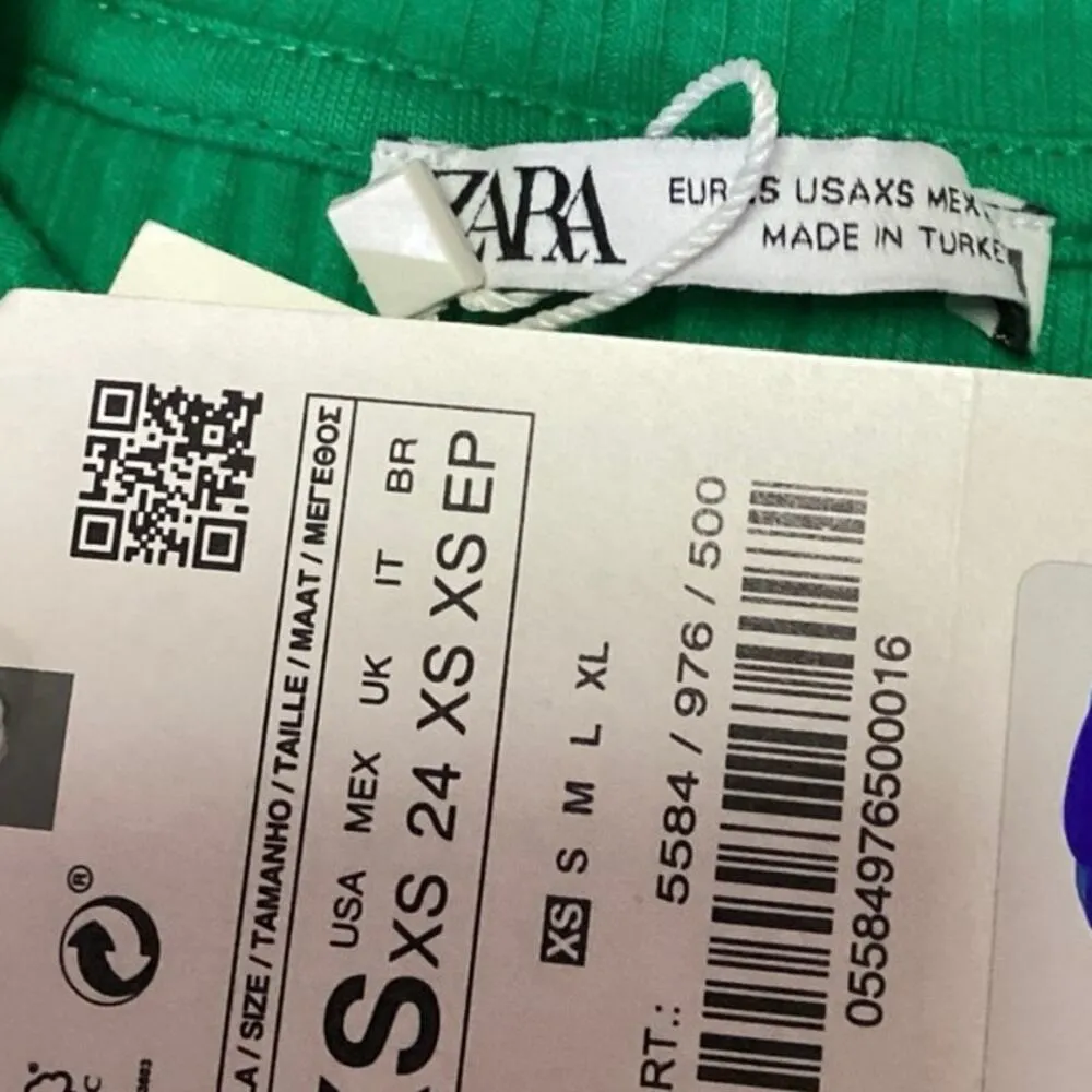 NEW Zara Women's Green Rib Knit Sleeveless Racerback Pullover Crop Tank Top XS - Image 3