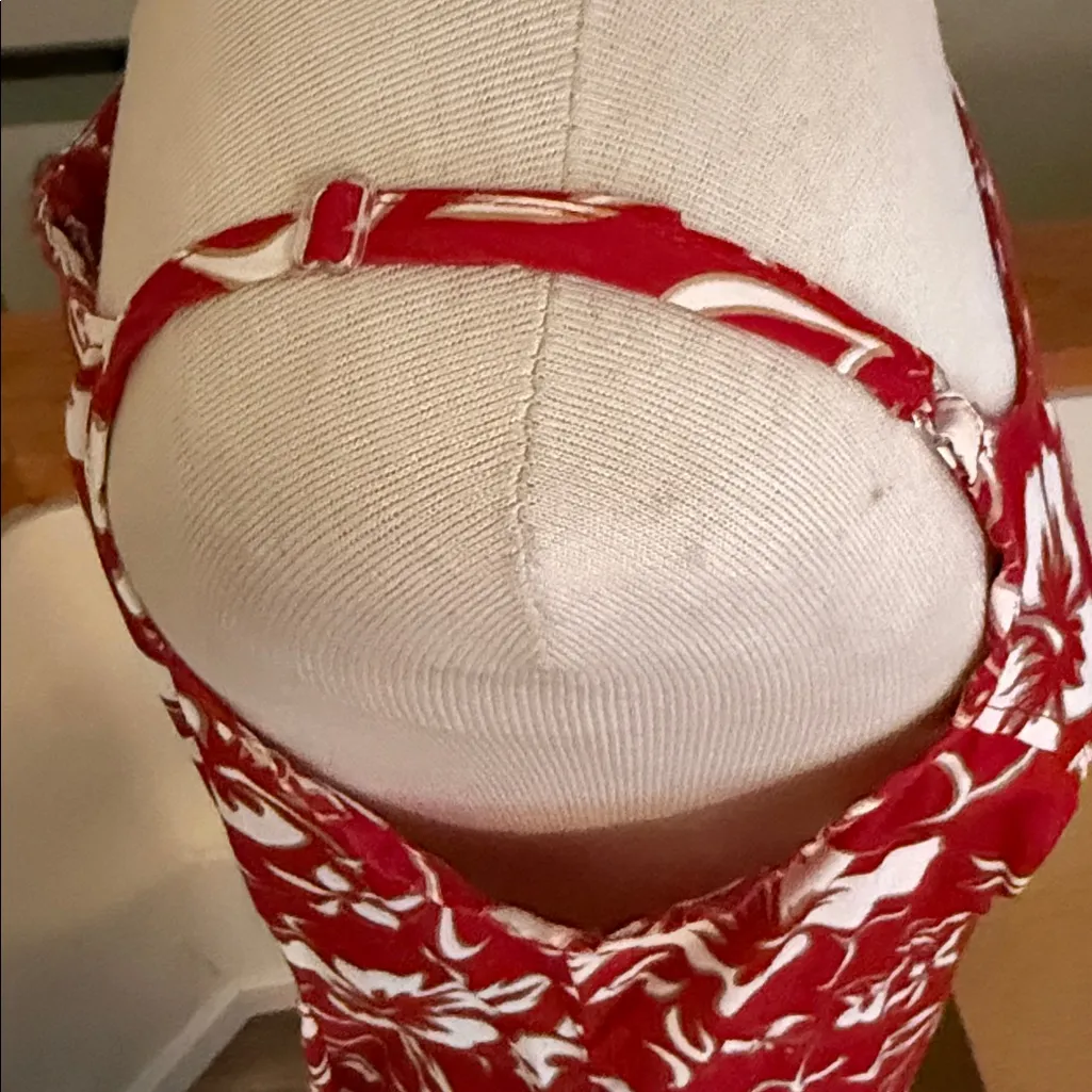 Original Hilo Hattie Hawaiian Red and White hibiscus flower floral Dress med - Image 6