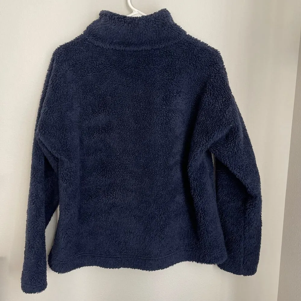 J. Crew Factory Navy Sherpa popover 1/4 Zip Jacket (Size S) Blue - Image 6