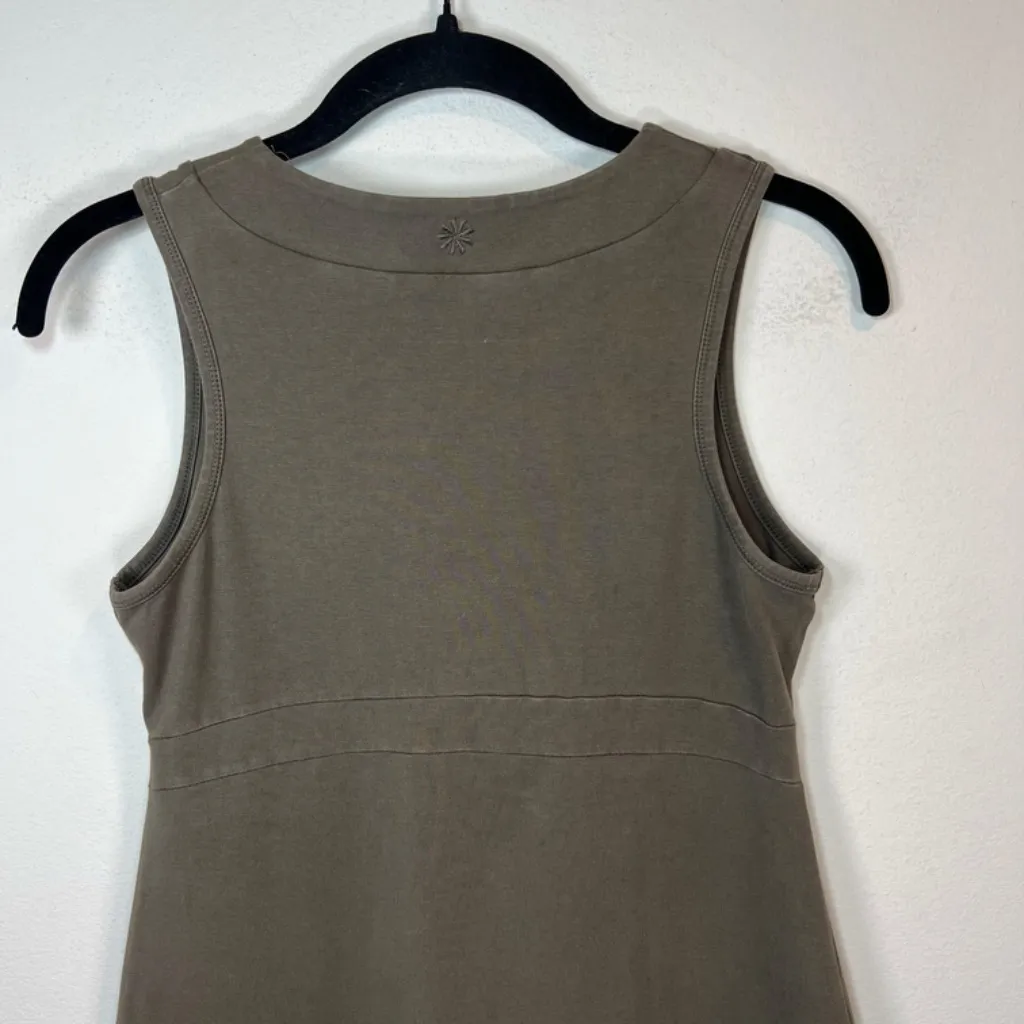 Athleta Señorita Organic Cotton Mini Dress Olive Green Sleeveless VNeck Sz Small - Image 9