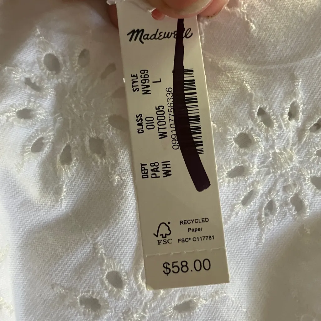 Madewell Womens White Embroidered Wide-Sleeve Boxy Tee - Image 6