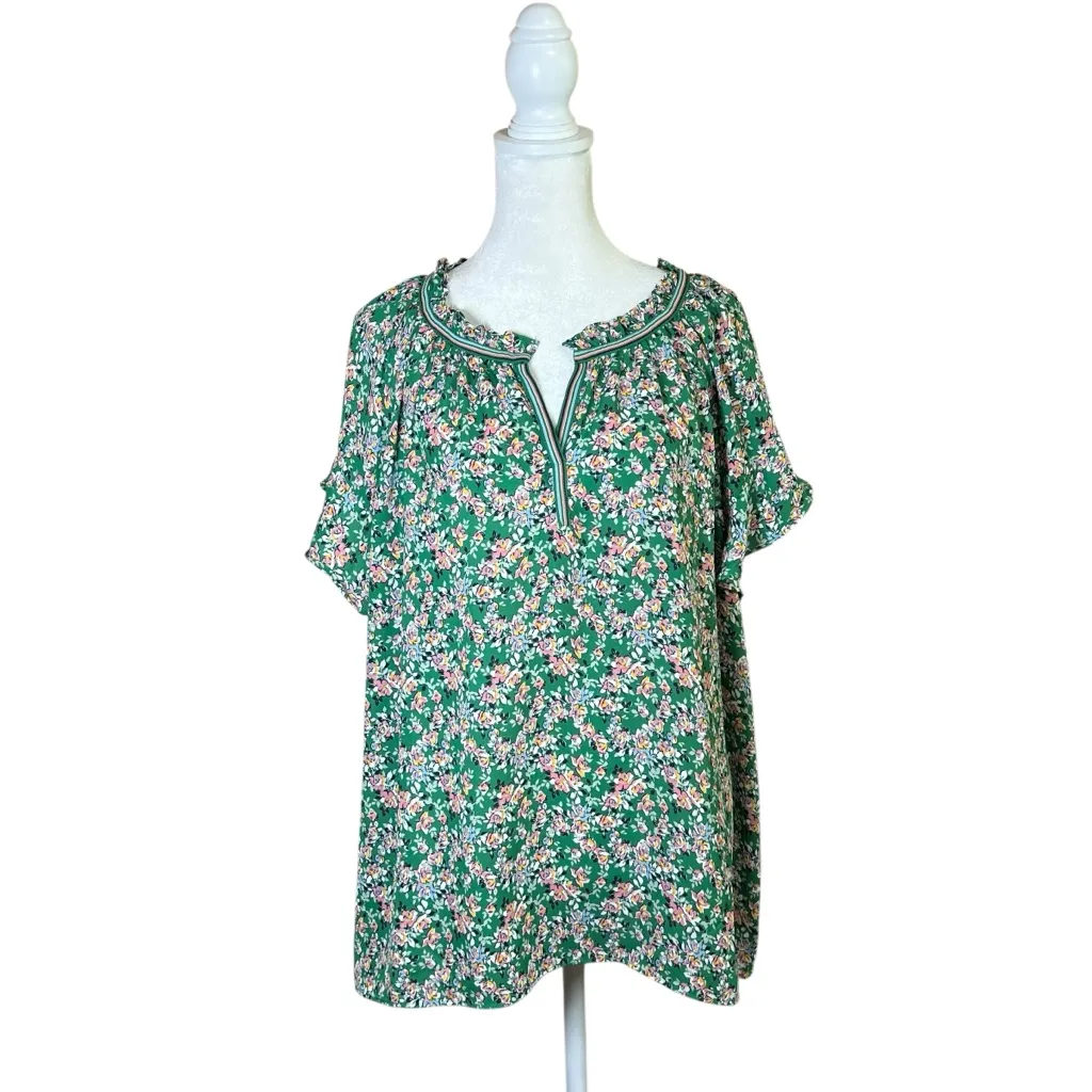 Lot of 2 MAX STUDIO Floral Flutter Sleeve Top Crepe Popover Plus Sz 1X Preppy - Image 9