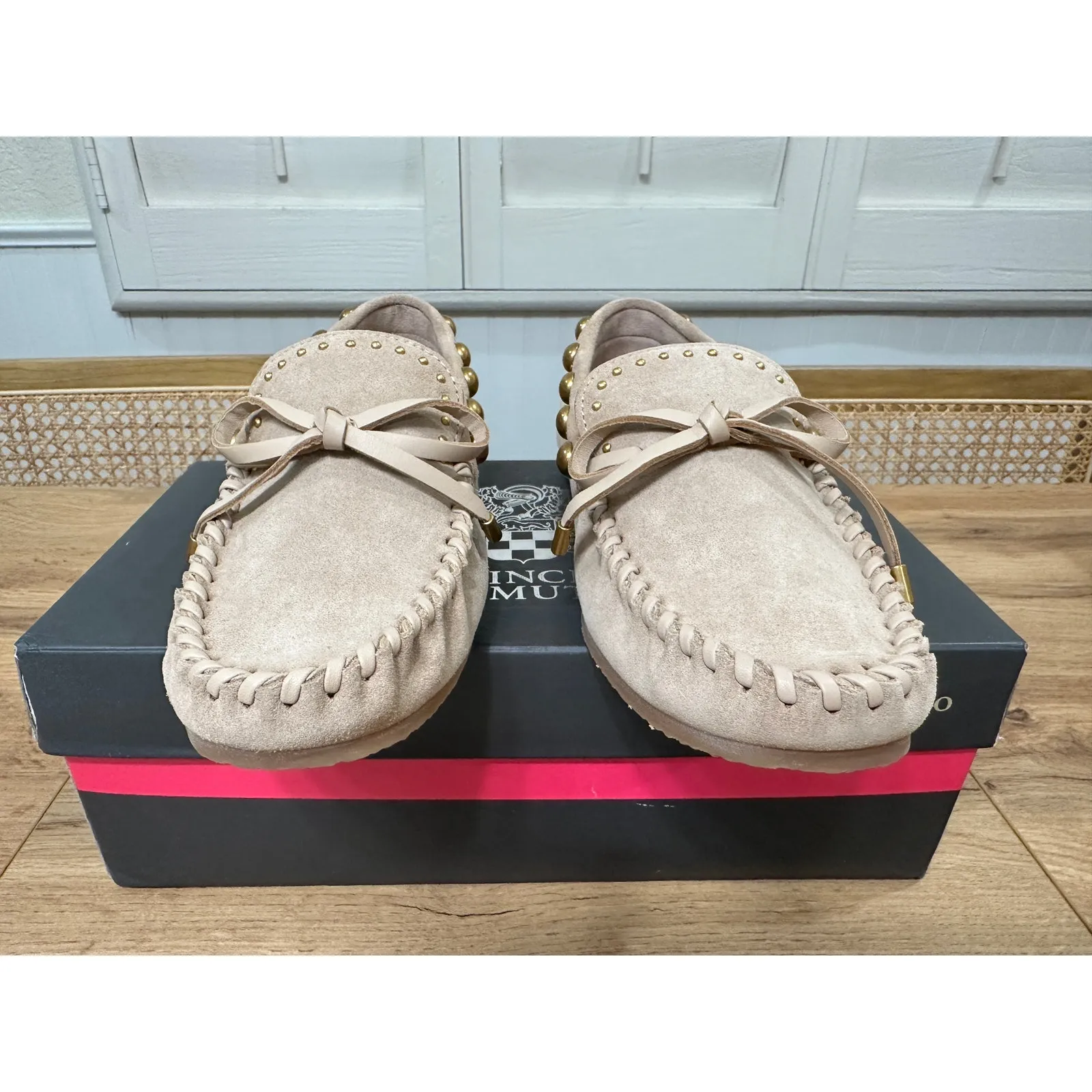 Vince Camuto Womens Sennett Moccasin Flat Boat Shoes Tortilla Suede Size 7.5 NIB - Image 7