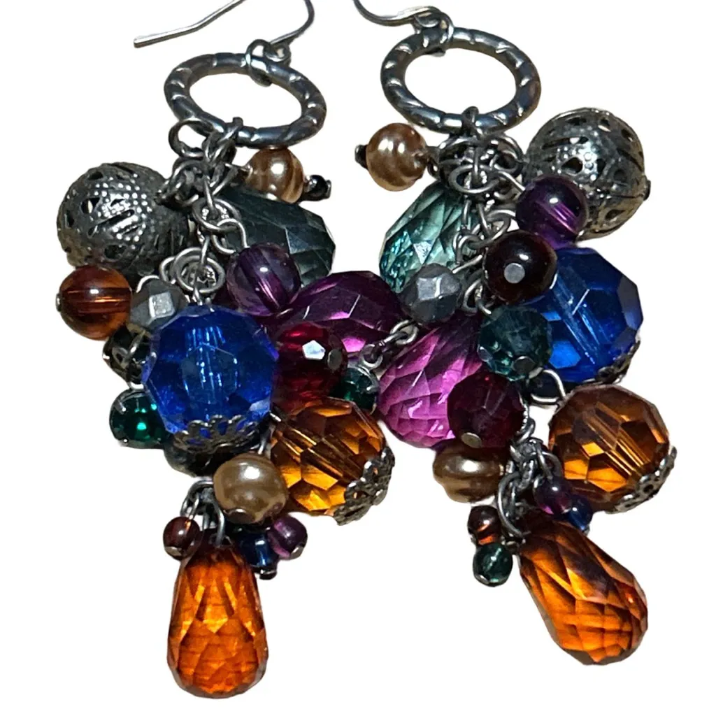 Women's Unbranded Multicolor Beaded Dangle Earrings One Size - Image 2