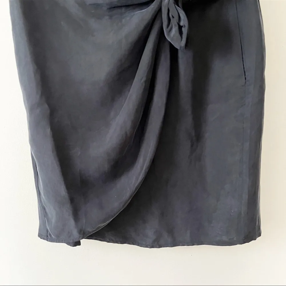 J. Crew Black Japanese Cupro Above the Knee Shimmery Wrap Skirt 12P Polished - Image 4