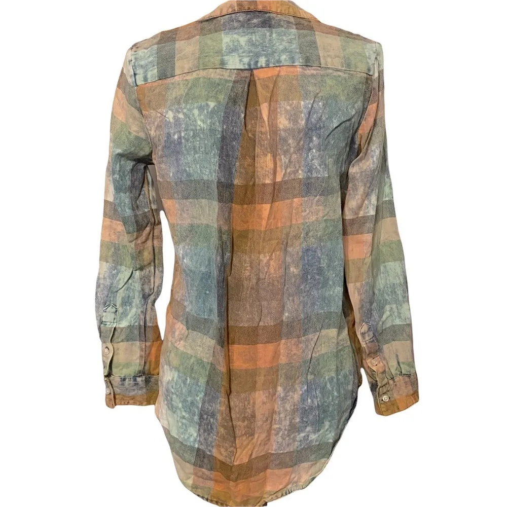 Anthropologie‎ Isabella Sinclair Plaid Ruffle Henley Top XS - Image 5